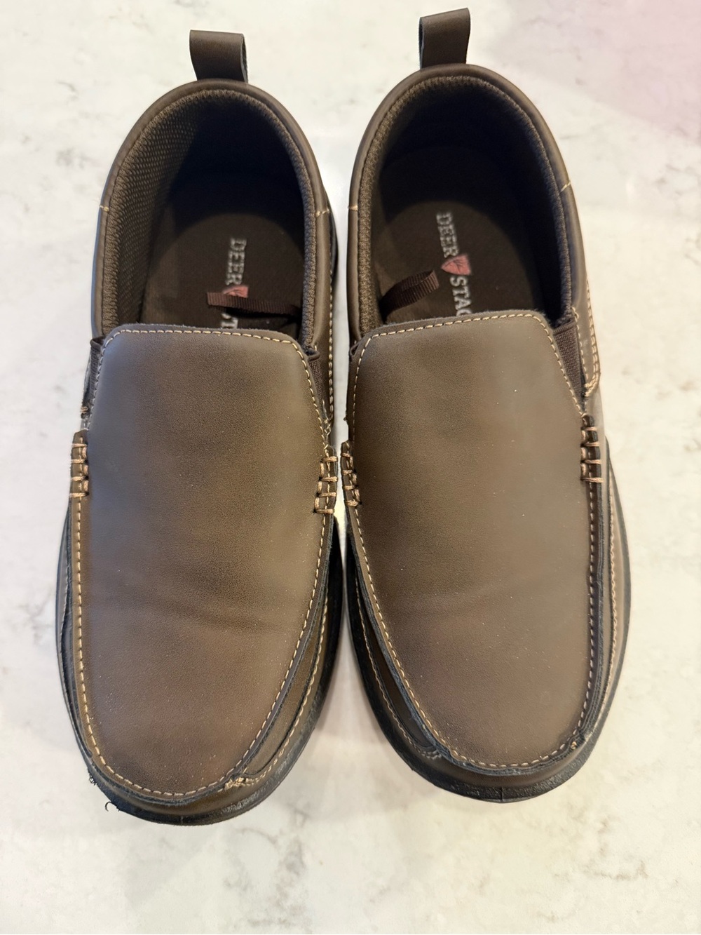 🚌📚✏️Boys Deer Stags Brown Slip-On Moc Toe Casual Loafers